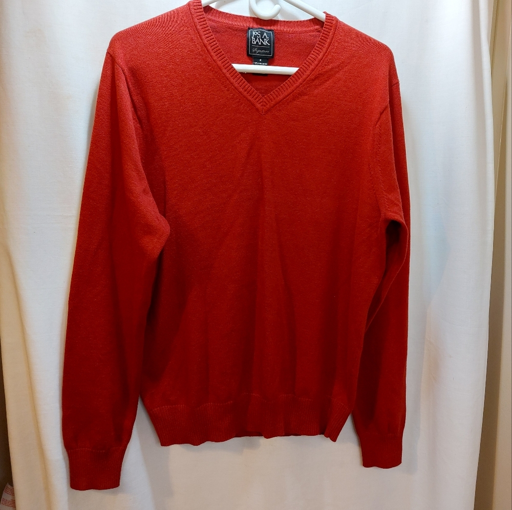 Jos A Bank Sweater Mens M Dark Red 100% Pima Cotton Longsleeve Signature